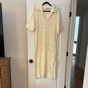 Free People Cream Crochet Midi Dress